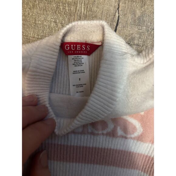 Guess Girls' Ribbed Sweater Dress Pink & White, Size 2t Casual Fashion - Picture 2 of 3